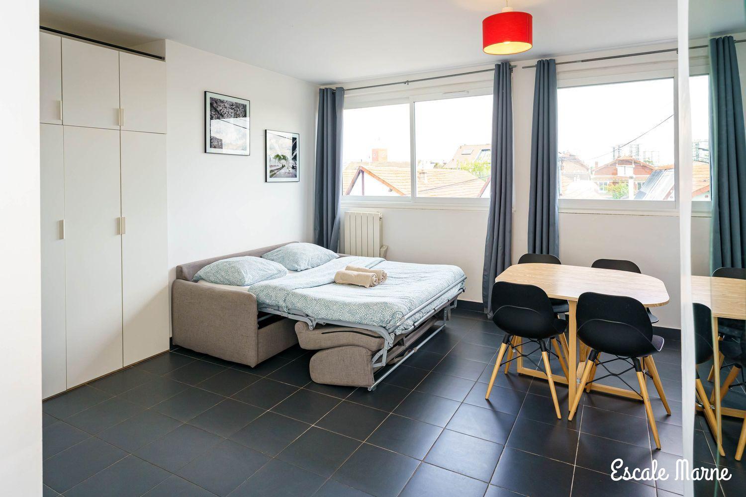 Escale-Marne Fr - 102 - Free Parking - Free Luggage Storage - All Equipped - Linen Included - Washing Machine - 10Mn Walk Metro 8 - Rer A - Panoramic View - From 1 To 4 Guests ميزو الفورْ المظهر الخارجي الصورة