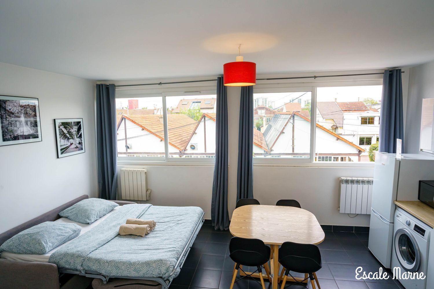 Escale-Marne Fr - 102 - Free Parking - Free Luggage Storage - All Equipped - Linen Included - Washing Machine - 10Mn Walk Metro 8 - Rer A - Panoramic View - From 1 To 4 Guests ميزو الفورْ المظهر الخارجي الصورة