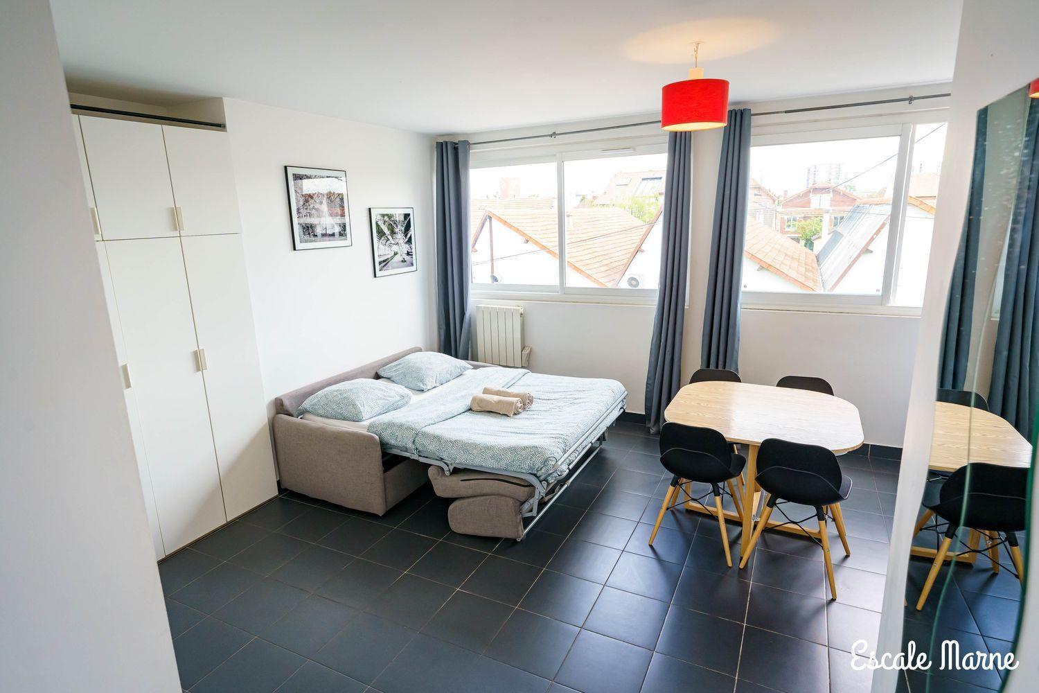 Escale-Marne Fr - 102 - Free Parking - Free Luggage Storage - All Equipped - Linen Included - Washing Machine - 10Mn Walk Metro 8 - Rer A - Panoramic View - From 1 To 4 Guests ميزو الفورْ المظهر الخارجي الصورة